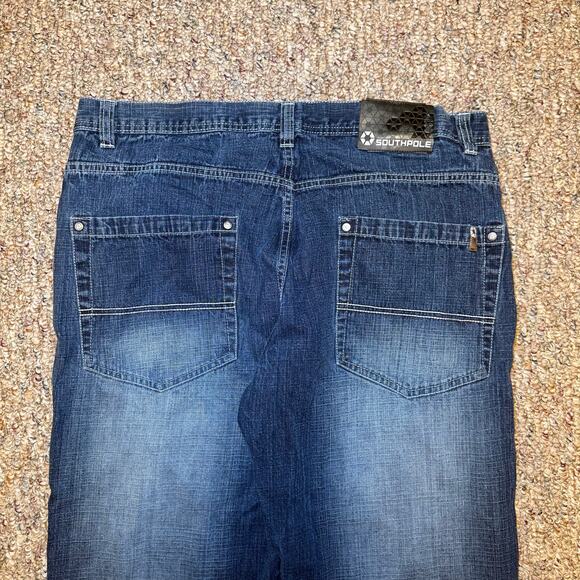 Vintage Southpole Jeans Baggy Size 40x31 Skater Y2K Faded Blue Brown Tab 4180 - Picture 3 of 7